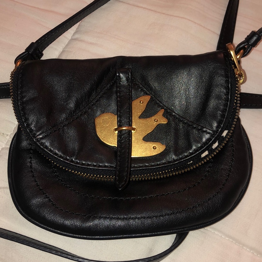 Black leather crossbody bag by Marc Jacobs